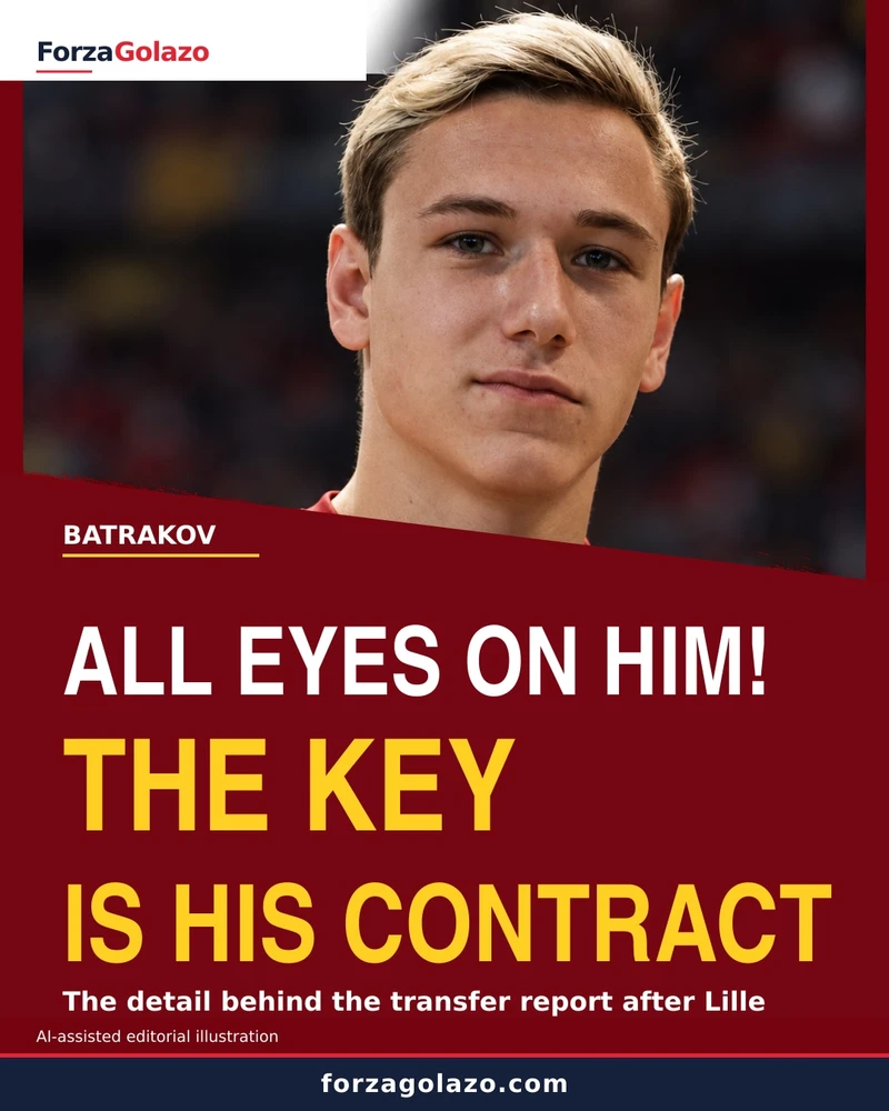 AI-assisted editorial illustration of Aleksey Batrakov. Not a match photograph or official club image.