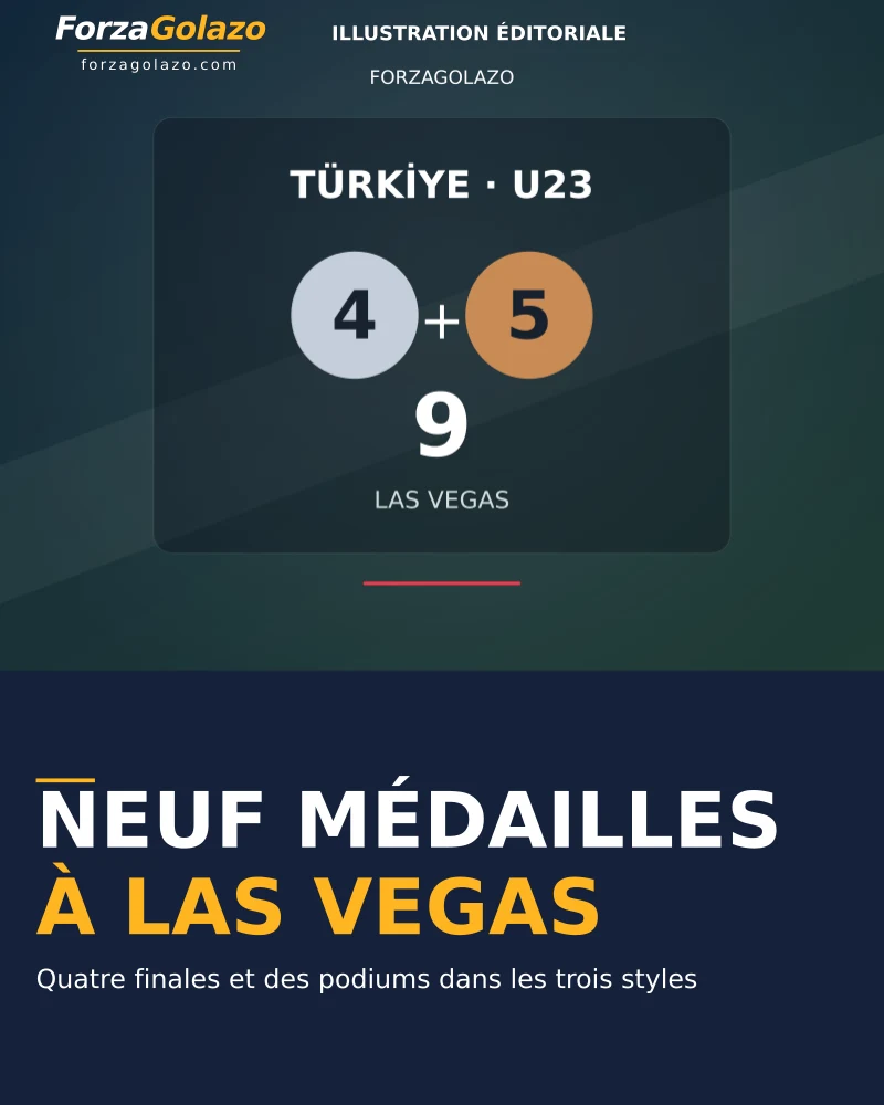 Türkiye U23 · 4 + 5 = 9 · Las Vegas · Editorial graphic